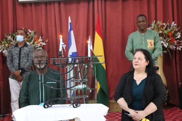 H. E. Shlomit Sufa with Rev Dr John B Ghartey of the Ebenezer Assemblies of Ghana Church, Kotobabi 